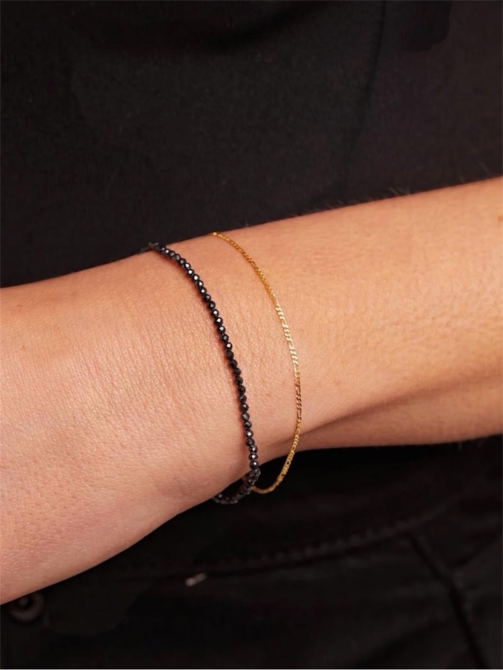 18k Real Gold Figaro Dainty Chain Bracelet Size 7”